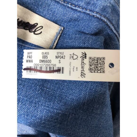 Madewell Chambray Top  Denim Darted Button Up Shirt Winnset Wash Blue NWT Small - Picture 9 of 12